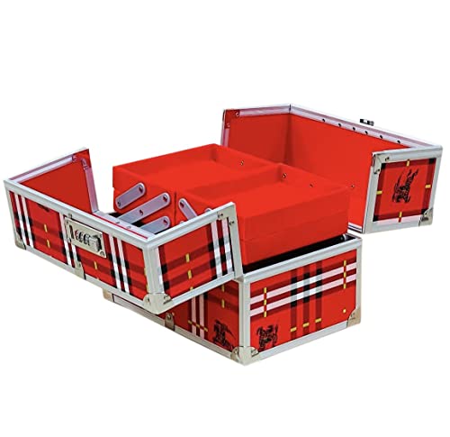 Image of Adson Professional Beauty Women's Makeup Bag, Cosmetic Box, Vanity Case /Box, Trousseau Box, Bridal Jewellery Organiser (Red)
