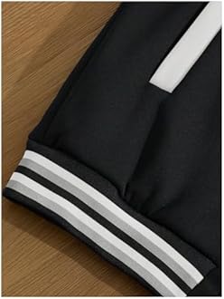 GORGLITTER Men's Letter Graphic Varsity Jacket Long Sleeve Striped Trim Button Bomber Jackets