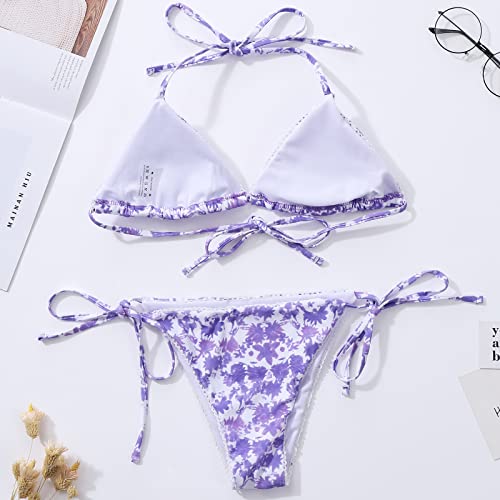 Image of Bikinis Swimsuit Set for Women Swimwear Triangle Bathing Suit Tie String Thong