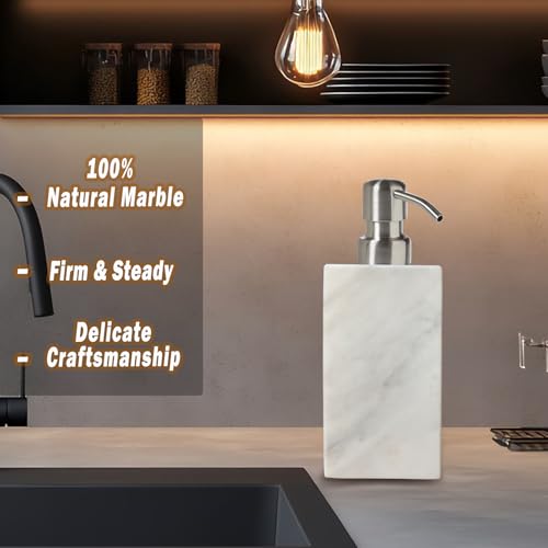 Caas Hand Liquid&Lotion Soap Dispenser Pump Bottle Natural Marble For Kitchen Bathroom Countertop Laundry Room Holds Dish Soap Shampoo Laundry Liquid Shower Gel thumb #1