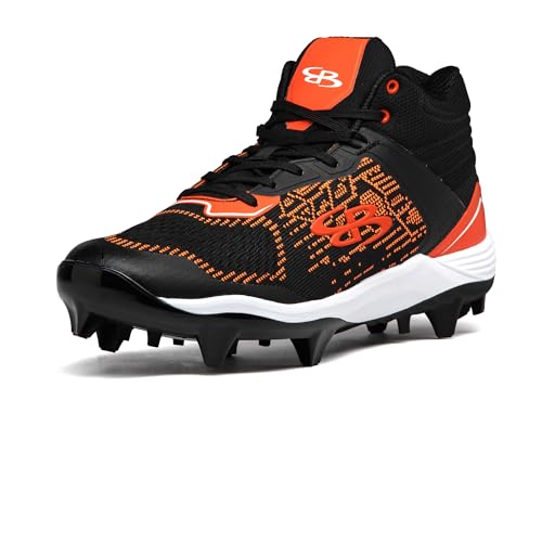 Boombah Viper Pureknit Men's Molded Molded Cleat Mid - Status - Black/Orange - Size 8.5