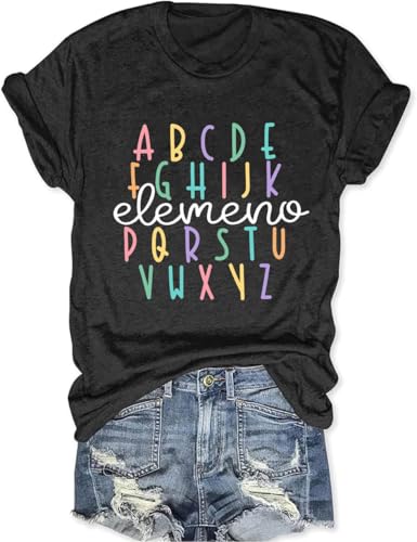 Teacher Shirts for Women ABCs Alphabet Teaching T Shirt Cute Kindergarten Teachers Gifts Graphic Tee Tops