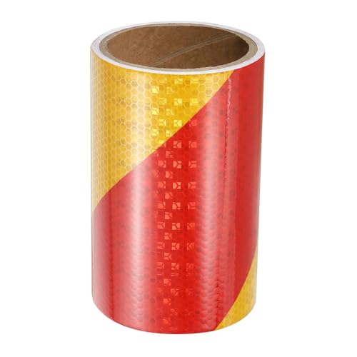 YOKIVE Cinta Reflectante, Cinta Adhesiva Impermeable Reflectante, Ideal Para Uso Exterior, Tráfico Y Uso Diario (Rojo Amarillo, 3 Metros X 15 Cm)