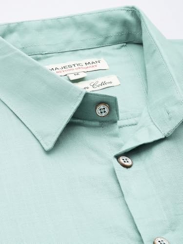 Image of Majestic Man Men Slim Fit Pure Cotton Solid Half Sleeve Casual Shirt