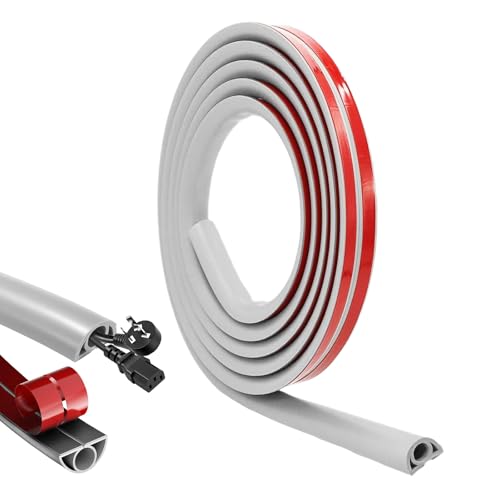 LCUHAVA Canaleta para cables de 3 metros, autoadhesiva, minicubierta para cables, flexible, autoadhesiva, semicircular, adecuado para paredes, televisores, techos, suelos, puede ocultar 1 cable (gris)