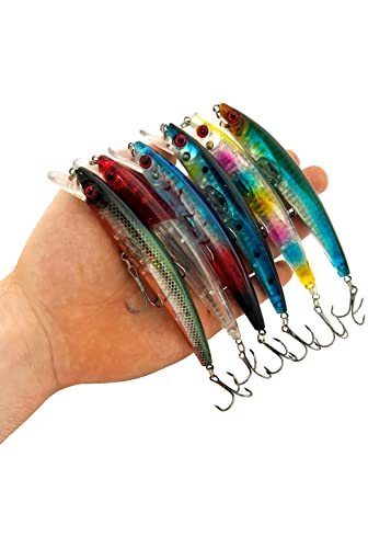 Señuelos de Pesca Spinning - Minnow Spinning Lubina mar - Señuelos Artificiales de Pesca - Señuelos Flotantes Artificiales - Cebos Lucio/Black Bass/lubina - Pesca pantano y mar - 12 cm y 14 Gramos Cover