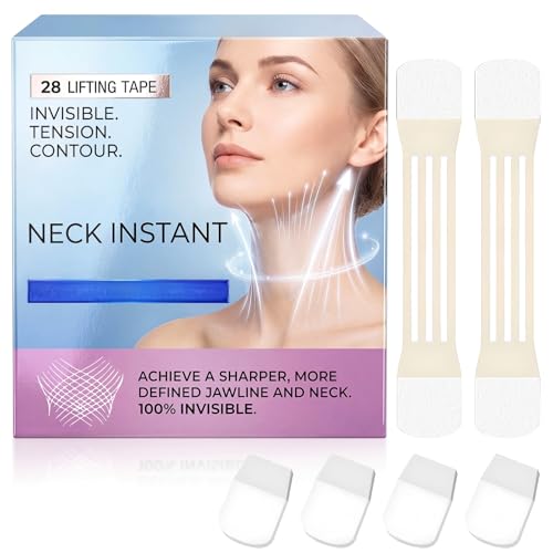 Tailverse Neck Lift Tape 28 Pcs Invisible Lifting Strips for Saggy Skin Reusable & Breathable Waterproof & Makeup-Friendly Invisible Wrinkle Patches for Neck & Face