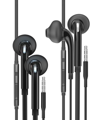 Auriculares con Cable Jack 3,5 in Ear Cascos Deporte Headset Microfono Control (2 Pack) Gaming Headphones Dormir Earphones Compatible con Xiaomi Compatible con Redmi Compatible con Samsung Galaxy A70