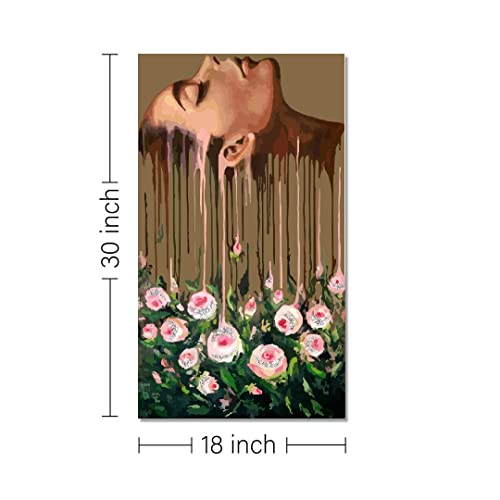 Image of RANGOLI 100% Cotton Stretched Canvas Painting 400 GSM, Framed Brain Rose Canvas Abstract Wall Art for Living Room, 3D Paintings for Wall Decor (18 x 30 Inch With Frame)