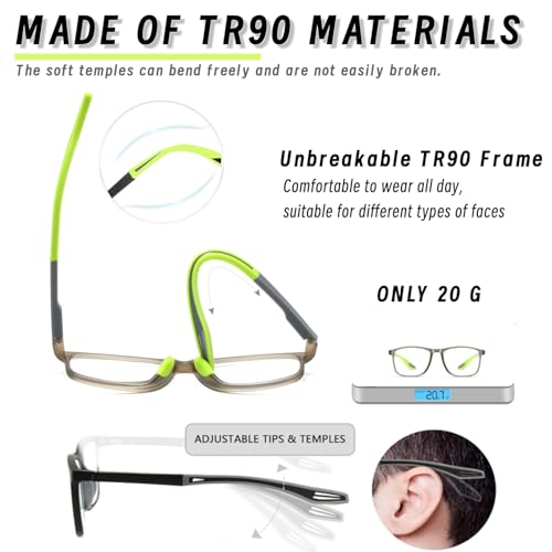 Image of TR90 Blue Light Blocking Reading Glasses with Adjustable Hinges, Cheaters | Flexible Sports Style, Adjustable Hinges, Digital Screen Reading, Computer Office Work, Gaming, Daily Casual Wear