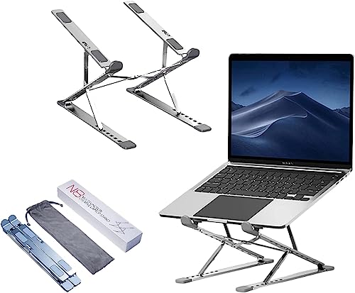KINGDATA Soporte portatil ergonómico de Aluminio para Laptop, Elevador portatil de 7 + 9 Pasos de Altura Ajustable, Laptop Stand Plegable para portátil