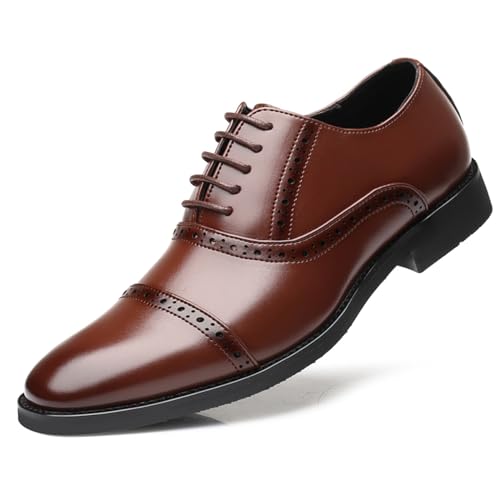 Dress Shoes for Men Fashion Classic Lace-up Pointed-Toe Formal Tuxedo Shoes Business Wedding Wingtip Oxford Shoes