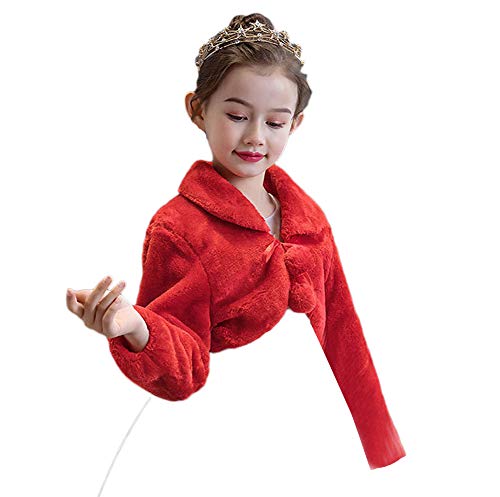 Girl's Faux fur Long Sleeves Bolero Jacket Coat Shrug Wraps Capelet