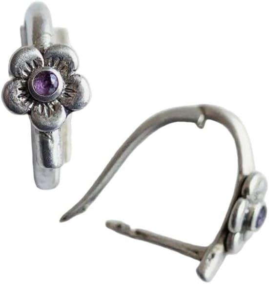 925 Sterling Silver Custom Birthstone Bloom Hoop Earrings Jewelry For Women