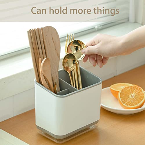 SVOCK Scola Posate da Cucina, Portaposate, Porta Mestoli con 3 Scomparti per Lavello, Mestolo Silicone, per Riporre Coltelli, Forchette e Cucchiai
