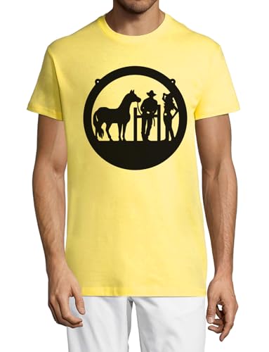 T-Shirt Homme Jaune en Coton Peigné de Qualité Supérieure Cowboy