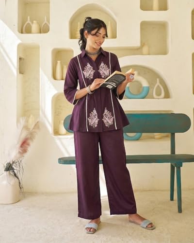 Image of TOPLOT Kurta Sets for Woman with Embroidery Work || Co ord Set for Women Stylish (5246)