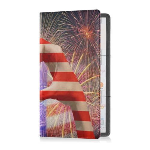 Porta carte di registrazione e assicurazione pelle di alta qualità da uomo e da donna organizer per qualsiasi da auto camion moto rimorchio o barca bandiera americana Multi 1 size