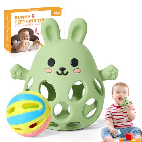 Orzbow Rassel Baby, Multifunktions Beißring Baby mit Rassel...