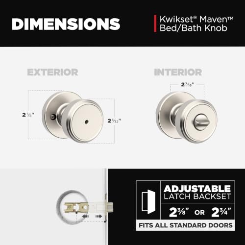Image of Kwikset Maven Privacy Door Knob for Bedroom and Bathroom, Satin Nickel