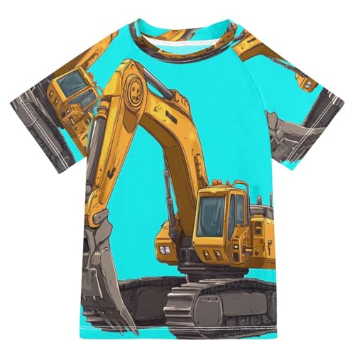 MNSRUU Toddler Boy Rash Guard Short Sleeve Swim Shirt Cartoon Truck Print Rashguard 5-6T Beach Shirts Quick Dry,5