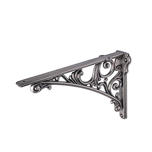 Harpoon 8 Inch Shelf Brackets 2 Pack Heavy Duty Wall Bracket Baroque Kitchen Decorative Rack Shelves Silver thumb #8