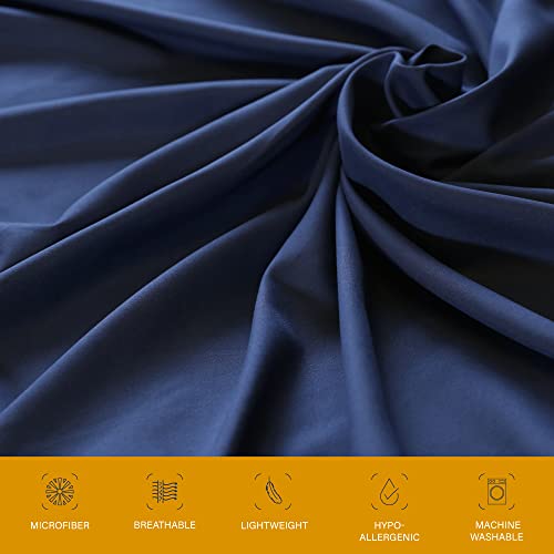 Soroor Bedding & Linen, Microfiber Single Fitted Sheet, Navy Deep Pocket 12 inch Bed Sheet - Image 4