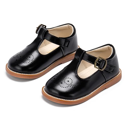 Image of PHIRAMIN Toddler Girl Mary Jane Student Oxford Shoes-Little Girl School Uniform Shoes for Wedding Party