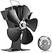 gohantee Ventilador de estufa de 5 hojas con calor para estufa de leña con termómetro negro para estufa de leña y combustible