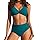 AI'MAGE Bikini Damen Set Bauchweg Neckholder Zweiteiliger Badeanzug Swimsuit Schnorchel Blau L