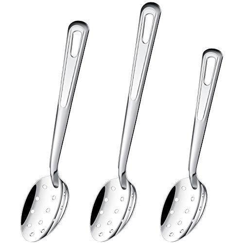 3 Pieces Slotted Serving Spoons Perforated Basting Spoon 11 13 15 Inch Stainless Steel Perforated Spoon Basting Spoon Set for Buffet Can Banquet Cooking Kitchen Basics