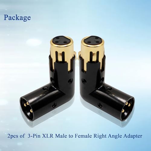 Adaptador XLR macho a hembra de 3 pines ajustable conector 90 grados audio PA 7