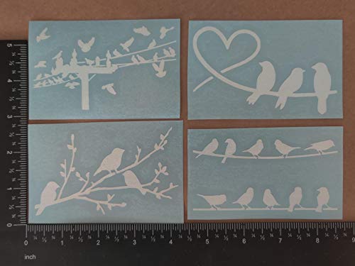 Autocollants oiseaux silhouette blanche petit format 10cm fil - 3