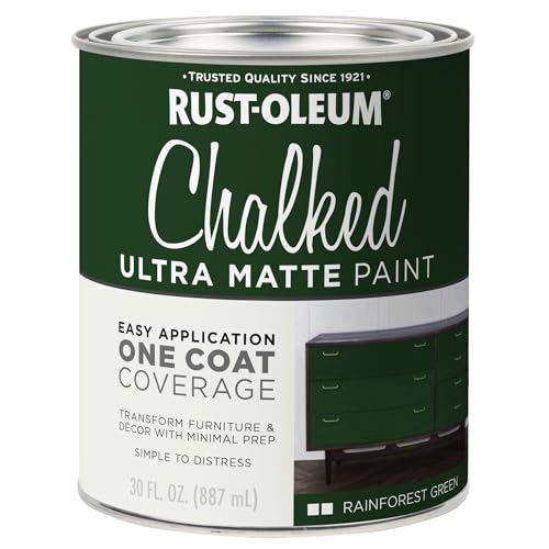 Image of Rust-Oleum Forest Green Chalked All-in-One Ultra Matte Paint | One Coat Coverage | No Primer, Sanding, Or Topcoat Needed | Easy Clean Up | Made in USA | 30 OZ