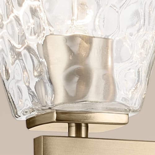 Image of Kichler Marant 4-Light Bathroom Vanity Light Fixture with Clear Water Glass in Champagne Bronze for Over Mirror, Modern Wall Mount Lighting (33.25 inch x 9.5 inch x 6.75 inch), 55217CPZWTR
