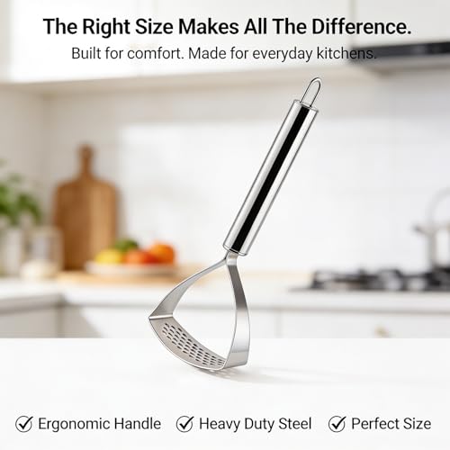 Image of Stainless Steel Garlic Masher | Heavy Duty SS 202 Garlic Crusher | Rust-Proof, Food-Grade, Ergonomic Handle | Easy Press Garlic & Ginger Mashing Tool for Kitchen | Dishwasher Safe