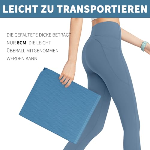 Good Nite Klappbare Yogamatte rutschfest Tragbare Fitnessmatte Faltbar Leicht Gymnastikmatte Pilates Sport Reiseyogamatte 183 x 61 x 0.6 cm (Marine)