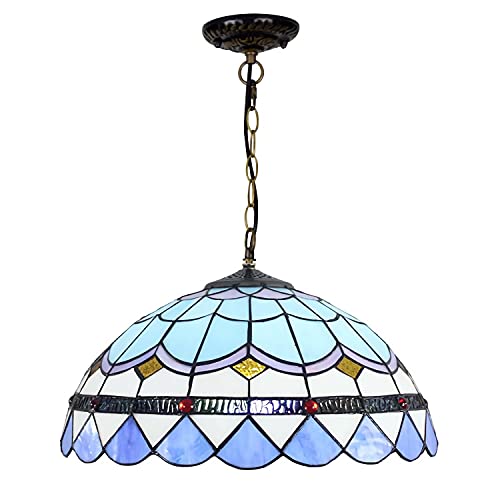Plafonnier Tiffany bleu pour illuminer votre salon ou chambre à coucher
