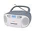 REFLEXION CD-Player mit Kassette und Radio für Netz- und Batteriebetrieb (PLL UKW-Radio, LCD-Display, AUX-Eingang, Kopfhörer-Anschluss), weiß/blau, RCR2260