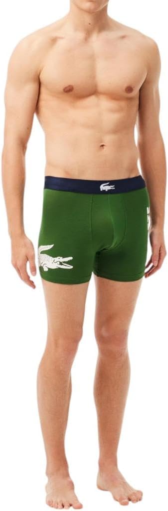Lacoste mens Cotton Stretch Big Croc Print Boxer Briefs, 3-pack - Image 2