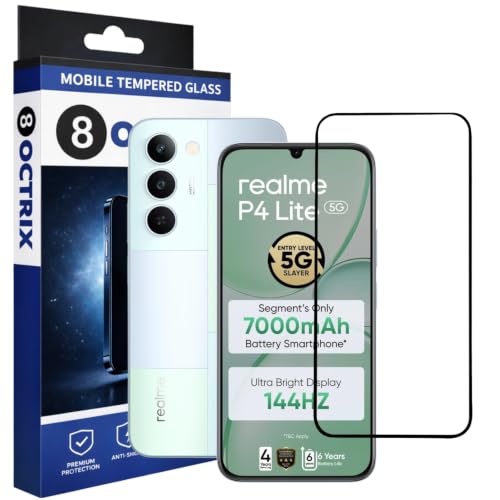 Image of Premium Tempered Glass Screen Protector Compatible for Realme P4 Lite 5G with Edge to Edge Coverage - Case Friendly, Anti-Scratch & Bubble-Free Installation Kit (Pack Of 1)