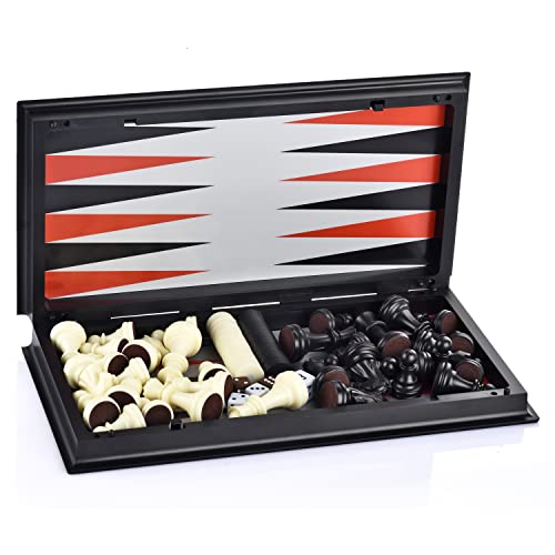 OkidSTEM 3 In 1 Magnetic Chess Draughts Backgammon Game Set - Image 3