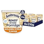 Ambrosia Low Fat Porridge Pots, Ready-to-Eat Golden Syrup Flavour With British Wholegrain Oats, 210 g (Pack of 6)