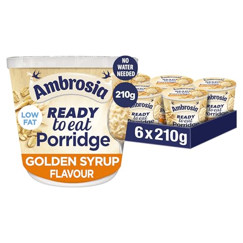 Ambrosia Low Fat Porridge Pots Ready-to-Eat Golden Syrup 210 g (6-Pack)