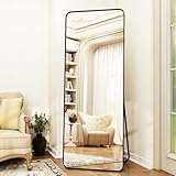Full Length Mirror 23'x66', Large Floor Mirror with Rectangle Rounded Corners, Gold Aluminum Alloy Frame, Wall Mirror for Full Body