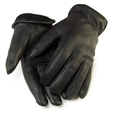 Men`s Full Grain Black Deerskin Leather Gloves Lined 40 Gram 3M Thinsulate (American Fur) (Medium) #TOP5