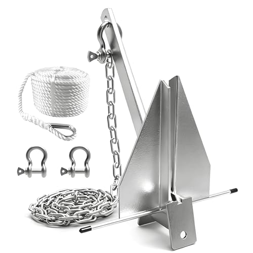 FORTATO Boat Anchor Kit 5 lb Anchor Kit with Chain, Rope and Shackle, Boat Anchor Kit for 8-16 ft Pontoon, Small Boat,Fishing and Bass Boats