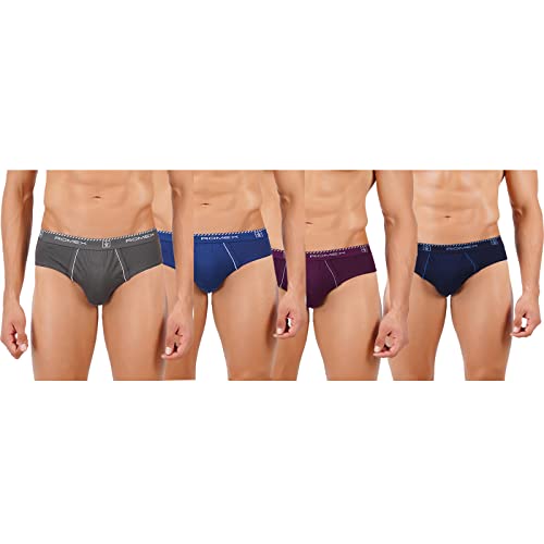 Image of RAMRAJ COTTON Men Pack Of 4 Solid Cotton Briefs | Soft Stretch Outer Elastic Waistband | Comfortable Daily Innerwear