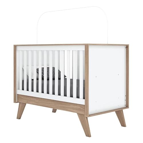 Berço Mini Cama Henn I23-190 Confete Branco e Jequetibá