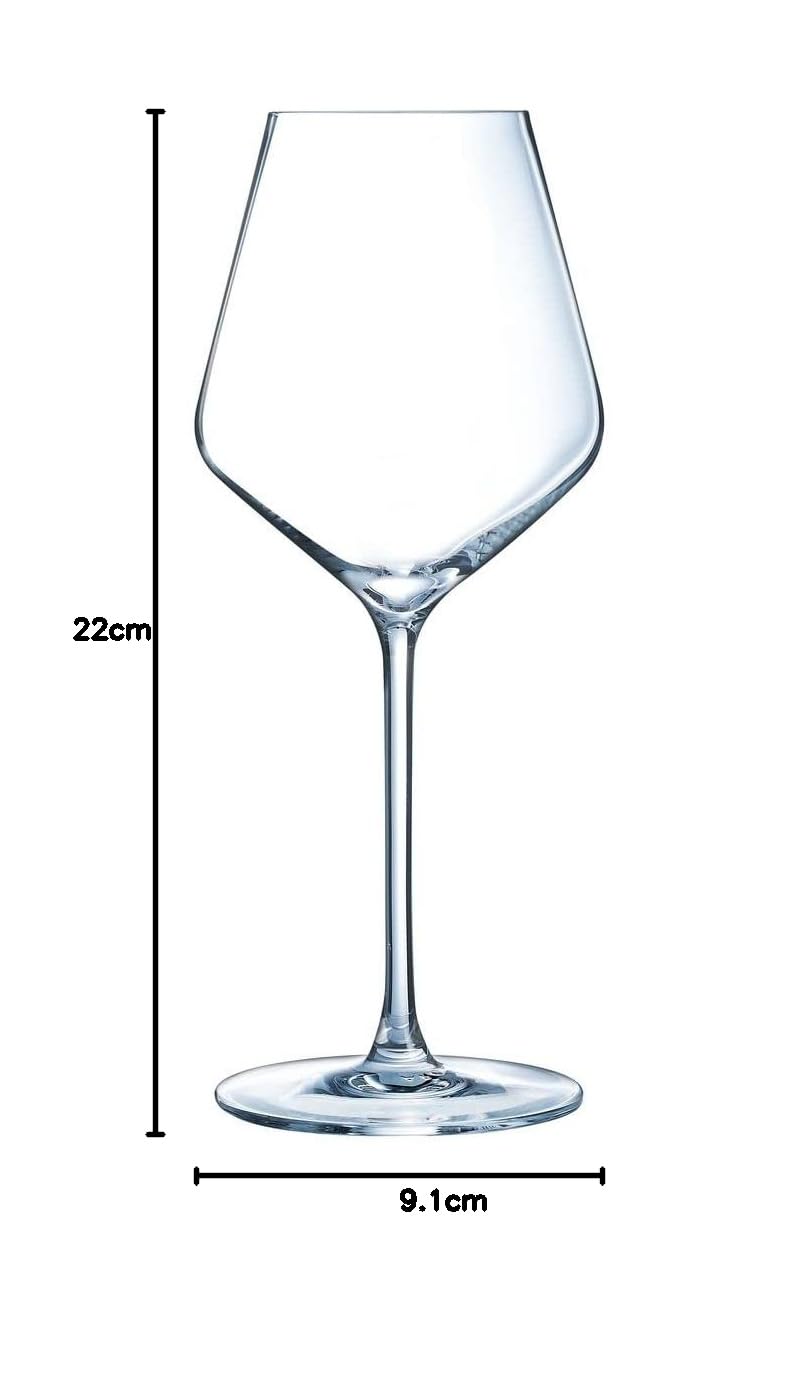 Cristal d'Arques Paris - Collection Ultime - 6 Verres à pied 38 cl en Cristallin - Brillance et Haute Résistance - Fabriqués en France - Emballage renforcé, adapté à la vente en ligne